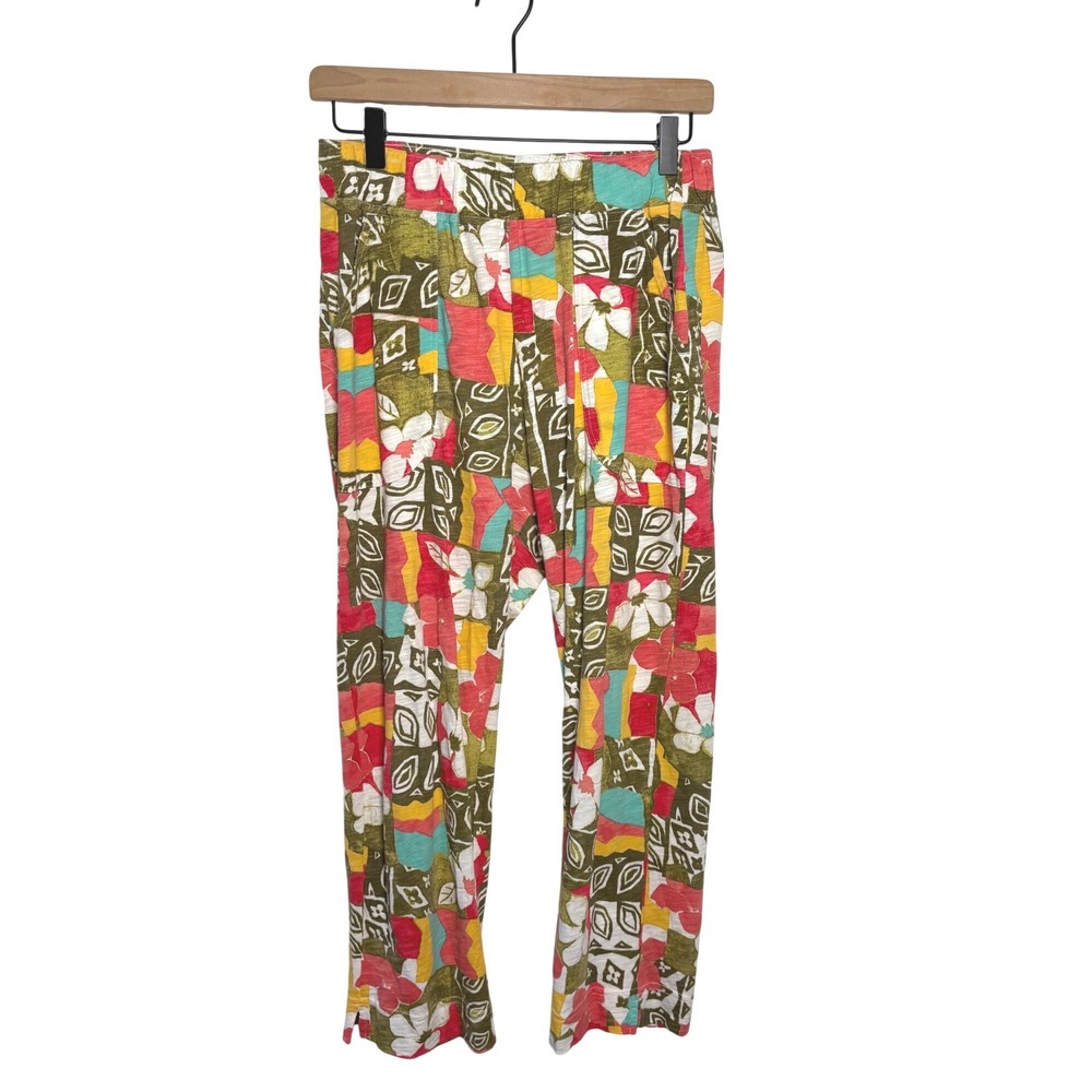 Escape by Habitat Clothes Pants Multi Floral Tropical Cotton Knit Pull On Small
